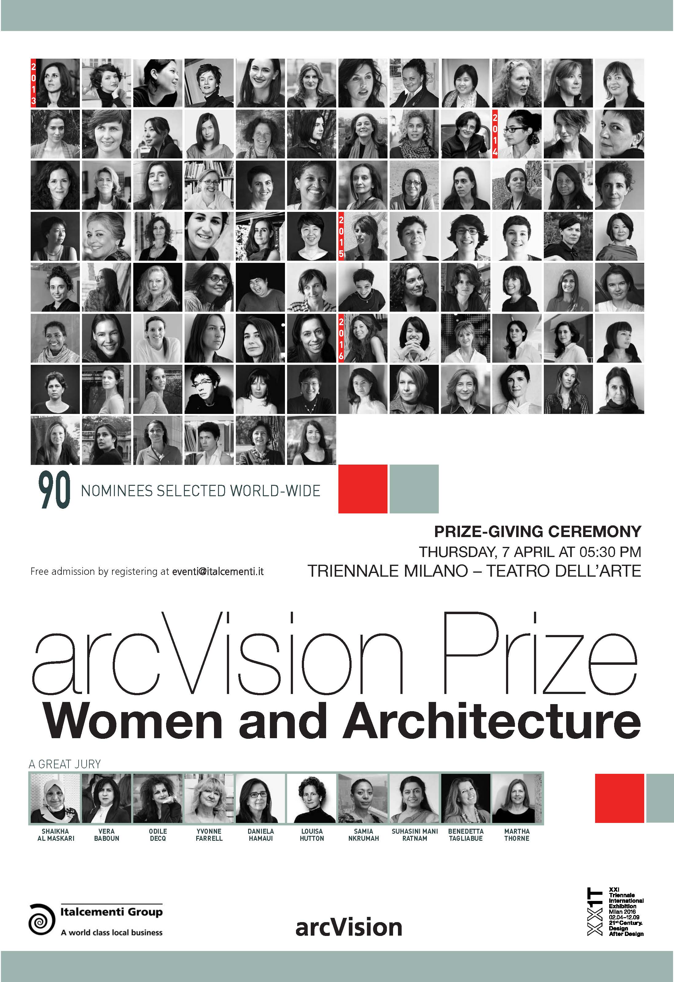 SAVE THE DATE: ARCVISION PRIZE WOMEN AND ARCHITECTURE PRIZE-GIVING CEREMONY